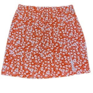 Orange Floral Skirt